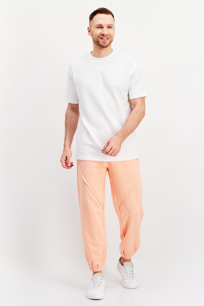 TRIBE OF 6 Men Regular Fit Embroidered Sweatpants, Peach - Image 4